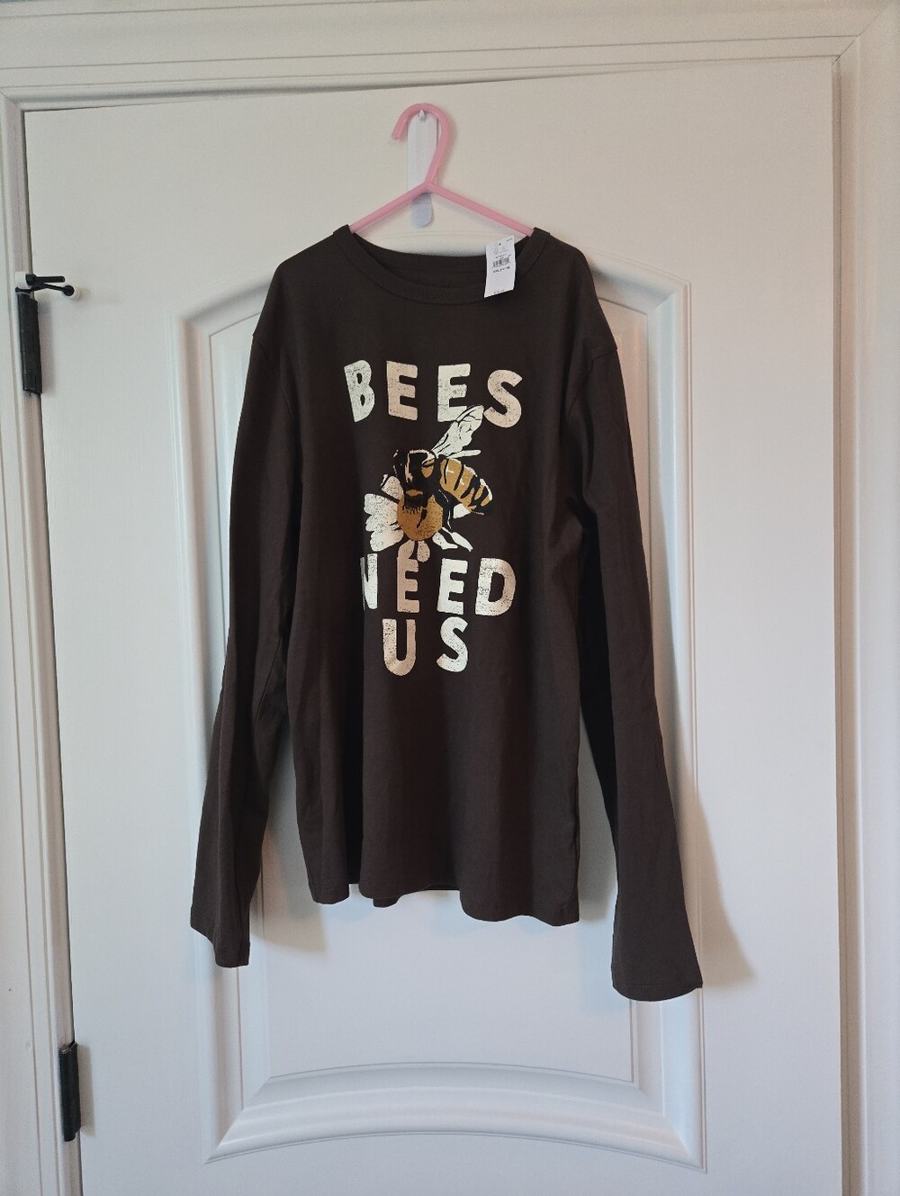 GAP Brown Long-Sleeve 'Bees Need Us' Graphic Tee